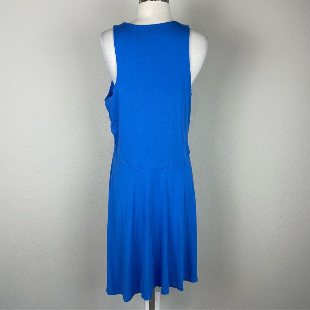 Athleta Blue Sleeveless Stretch Knit Crew Neck Midi Athletic Athleisure Dress Lg - Picture 6 of 9